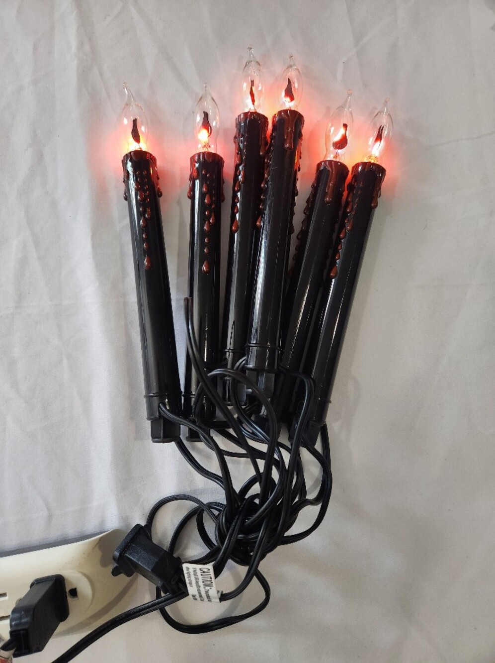 New At Home Halloween 6 Flicker Flame Flickering Candle Lawn Stakes NIB